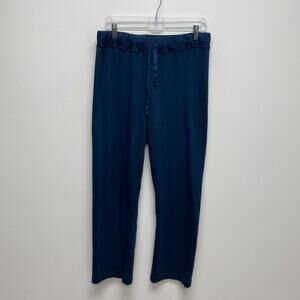 Gilda Midani Blue Drawstring French Terry Straight Leg Activewear Lounge Pants M